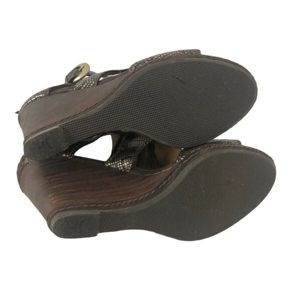 Trask Felicity Snake Print Fringe Wedge Sandals - Picture 5 of 6